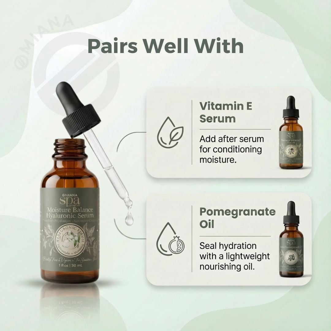 Omiana Natural Cosmetics Oil Moisture Balance Hyaluronic Serum – Lightweight, Hydrating Serum for Sensitive Skin