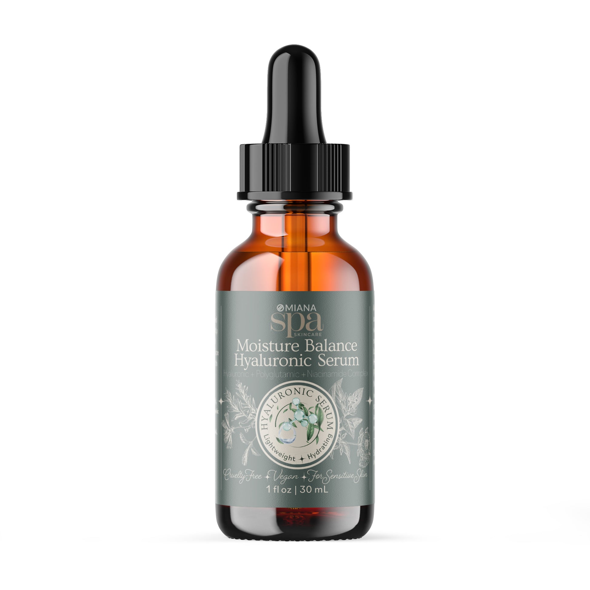 Omiana Natural Cosmetics Oil Moisture Balance Hyaluronic Serum – Lightweight, Hydrating Serum for Sensitive Skin