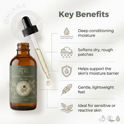 Omiana Natural Cosmetics Oil Radiance Vitamin E Serum – Lightweight, Conditioning Moisture for Sensitive Skin
